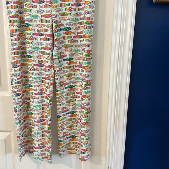 NWT Southwind Apparel Nylon & Spandex White Multi Color Wide Leg Palazzo Pants - Picture 3 of 8